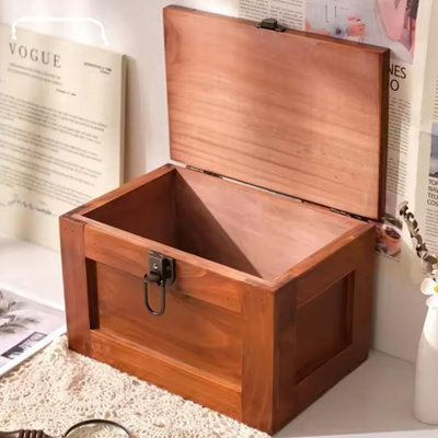 Wooden Storage Memory Box With Lid Treasure Keepsake Chest from B&Q