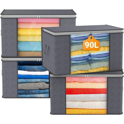 4Pcs Clothes Storage Bags Zipped Organizer Underbed Wardrobe Cube Closet Box from B&Q