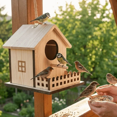  - Garden Bird House Hanging Nesting Box Outdoor Decoration Wooden Large Bird Nest