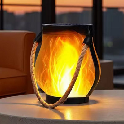 Solar Led Lantern Rainproof Hanging Flame Flickering Garden from B&Q