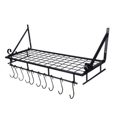  - 60Cm Wall Mounted Kitchen Pot Pan Saucepan Storage Rack Holder Organiser Stand Shelf
