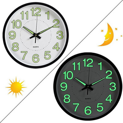 Silent 30Cm Luminous Wall Clock Glowing Clock Digital Quartz Watch Bedroom Decor