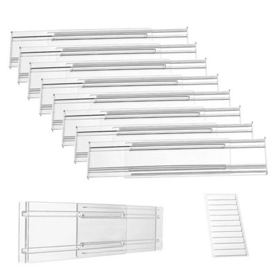  - 8Pcs Diy Drawer Divider Household Storage Organiser Adjustable Draw Separators