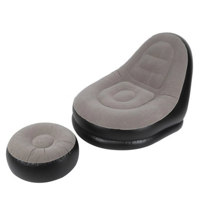 Inflatable Lounge Chair For AdultsFolding Portable Lazy Sofa With Foot Stool