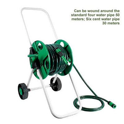  - Hose Cart Portable Garden Hose Reel Trolley 50M Water Pipe Free Standing Hose Cart Holder