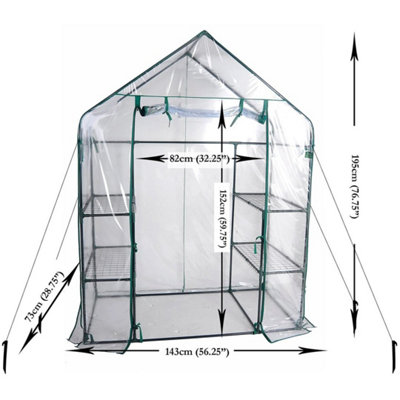 Greenhouse 4 Shelf With Pe Cover Walk In Greenhouse from B&Q