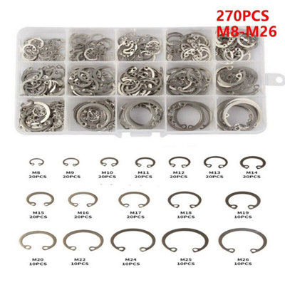 270X Circlip Set Internal Circlips Snap Ring Assortment Set Retaining Circlip from B&Q