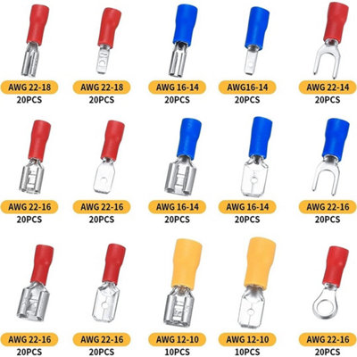 280Pcs Assorted Electrical Wire Terminals Crimp Connectors Spade Insulated Kit from B&Q