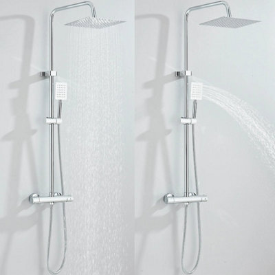 Bathroom Thermostatic Exposed Shower Mixer Twin Head Large
