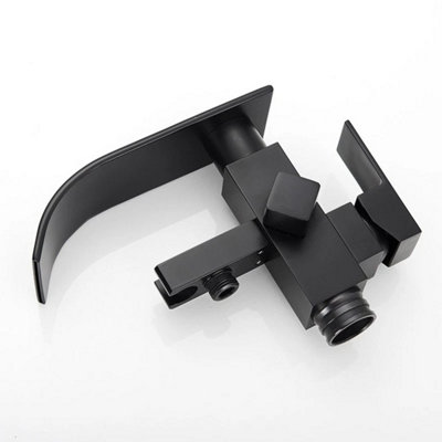  - Waterfall Freestanding Bath Tub Filler Mixer Tap Hand Shower Floor Mounted Black