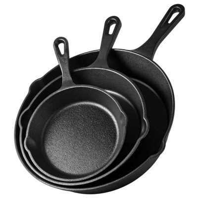  - Cast Iron Skillet Set3 Piece Frying Pan SetPre-Seasoned Non-Stick