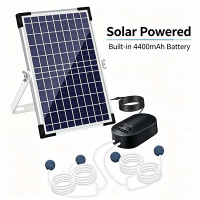Solar Power Oxygenator Pond Water Oxygen Pump Air Pump Aerator Pond Fish Tank from B&Q