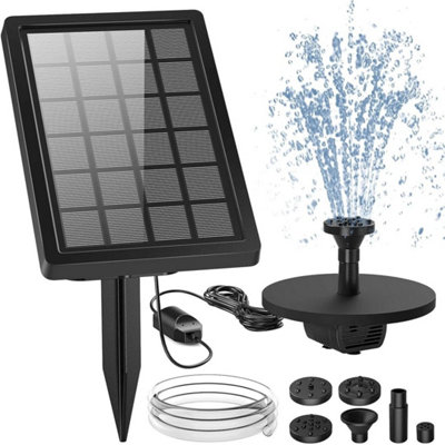 5W Solar Fountain Pump With 1M Hose & 4 Spray Nozzles For Garden Pond Bird Bath from B&Q