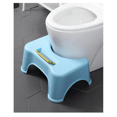  - Blue Toilet Squat Foot Stool Bathroom Step Stool Constipation & Haemorrhoid Relief Aid