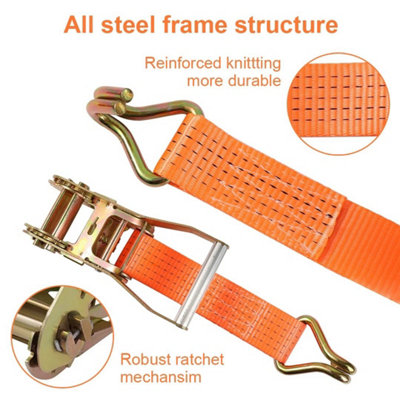 4X Wheel Ratchet Strap Recovery Transport Trailer Car Van Truck Vehicle Tie Down from B&Q