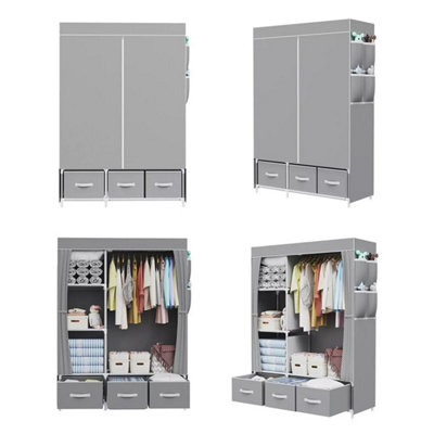 Fabric Canvas Wardrobe With Hanging Shelving Clothes Storage Closet Dust-Proof from B&Q