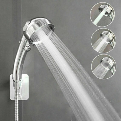 High Pressure Bath Shower Head 3 Mode Large Chrome Handset Heads Water Saving from B&Q