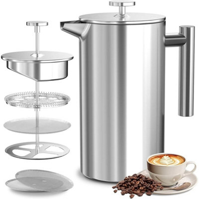  - French Cafetiere French Press Coffee Maker Stainless Steel Coffee Plunger Office 350Ml
