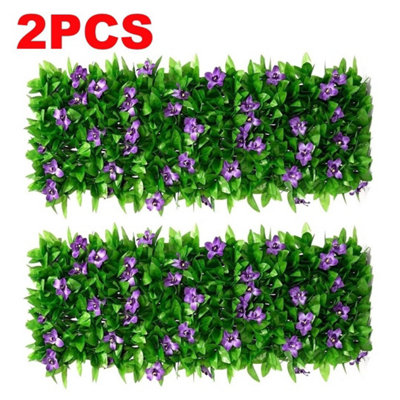 2X 2M Roll Artificial Hedge Garden Fake Ivy Leaf Privacy Fence Screening Wall Purple Orchid