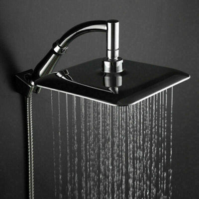 8" Large Shower Head Rainfall Pressure Steel Chrome Powerful Energy Water Saving from B&Q