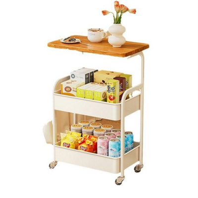 3 Tier Storage Trolley On Wheels Rolling Kitchen Trolleys Metal Utility Cart