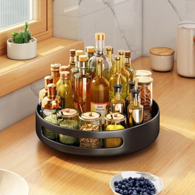 Rotating Spice Rack Turntable Metal Organiser Countertop Storage Black from B&Q