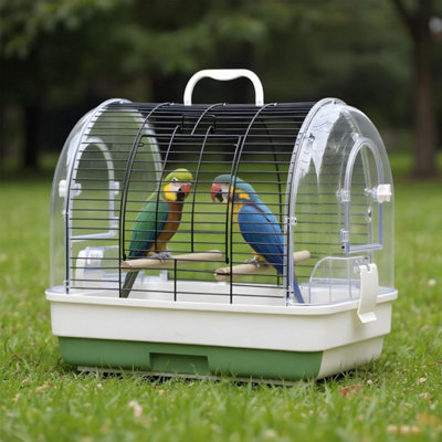  - Bird Cage With Wooden Perches Food Bowls Tray Secure Small Parrot