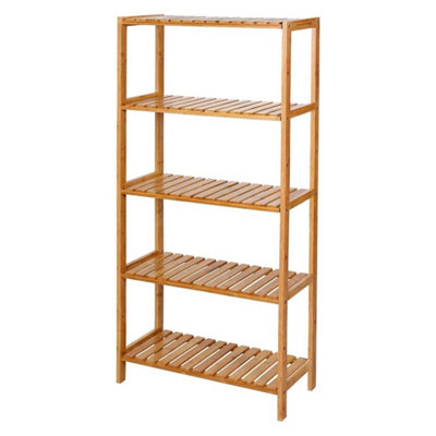 5 Tier Natural Bamboo Adjustable Storage Shelf Multi Purpose Rack from B&Q