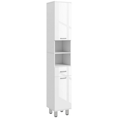 White Tall Narrow Bathroom Storage Cabinet Cupboard Unit from B&Q