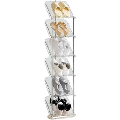 6-Tier Narrow Shoe Rack Sloping Tall Shoe Organiser For Entryway Small Spaces from B&Q