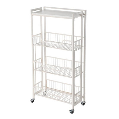  - Foldable Kitchen Trolley On Wheels 4 Tier Storage Cart