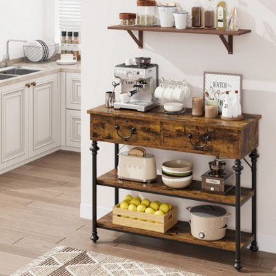  - Narrow Console Table With 2 Drawers Storage Shelf Entryway Sofa Table