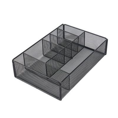  - Desk Drawer Organizer Tray 6 Compartment Metal Mesh Storage