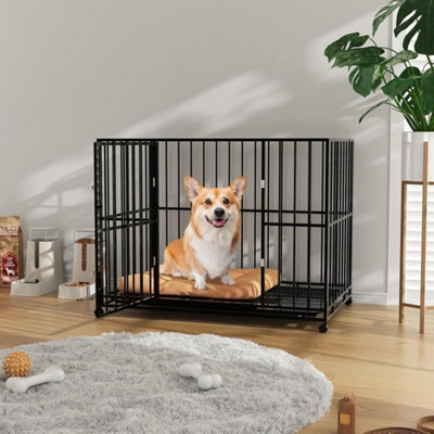 36" Stainless Steel Dog Crate Kennel With Wheels from B&Q