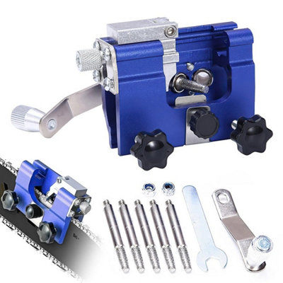  - W/5 Grinding Heads Chainsaw Chain Sharpening Jig Portable Manual Crank Sharpener Tool Set