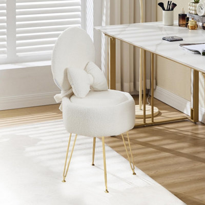  - Vanity Chair With Hidden StorageFoldable Backrest Makeup Stool With Pillow