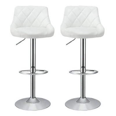  - A Pair Of Breakfast Bar Stools With Chrome Footrest Kitchen Gas Lift Swivel