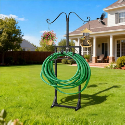 Rustproof Garden Water Hose Holder Stand With Stable Base Holds 150-Feet Hoses