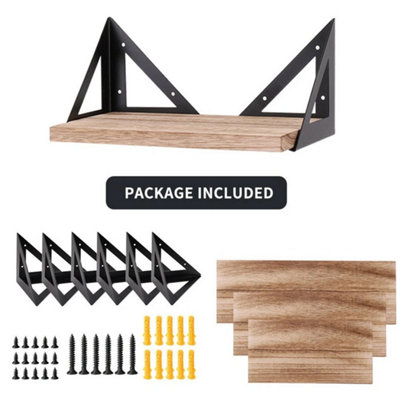 3Pcs Floating Wooden Wall Mount Shelves Display Unit Shelf Set Book Storage