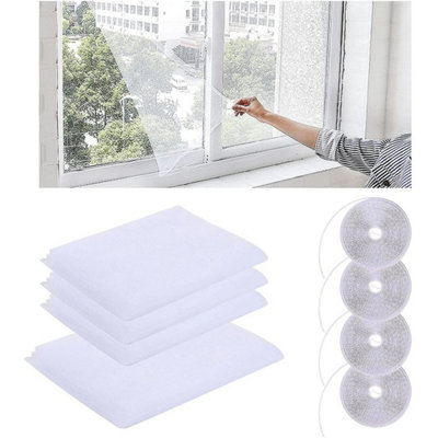  - 4Pcs Net + 4Pcs Velcro Large Window Screen Mesh Net Bug Mosquito Fly Insect Moth Door Netting