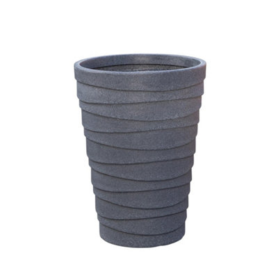 66Cm Tall Round Trojan Garden Plant Pot Planter In Grey