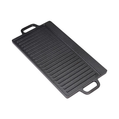  - 46X26X1.5Cm Non-Stick Cast Iron Reversible Griddle Plate Grill Pan Bbq Skillet For Hob Stove