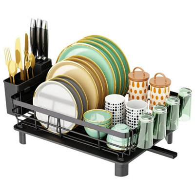Anti-Rust Dish Drainer Drying Rack With 360Degree Drip Tray Bowl Plate Cutlery Holder from B&Q