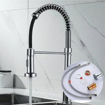  - Silver Modern Mono Kitchen Mixer Tap Pull Out Hose Spray Steel Basin Sink Faucet Taps