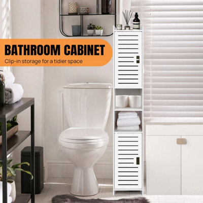  - 116X20X20Cm/45.7X7.9X7.9Inch Slimline Bathroom Tallboy Free Standing Cabinet Tall Storage Cupboard 4-6 Tier
