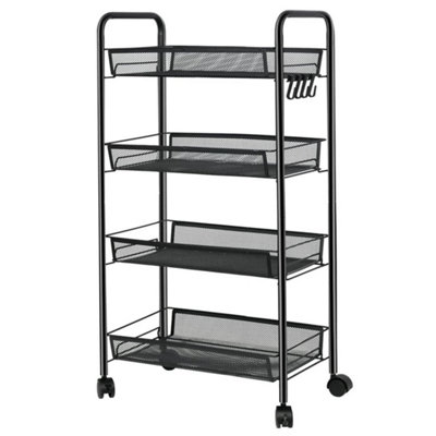 4 Tier Storage Trolley Cart On Wheels Kitchen Bathroom Laundry Narrow Space Rack from B&Q