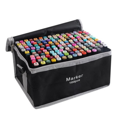 168 Colours Markers Graphic Drawing Painting Art Dual Tip Sketch Pens from B&Q