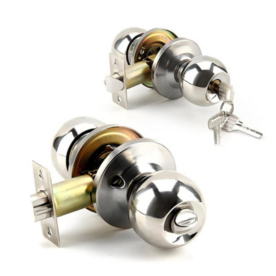  - 2Pcs Stainless Steel Round Knobs Privacy Passage Entrance Lock Door Entry
