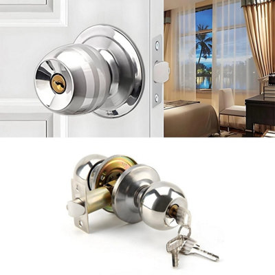  - 5Pcs Stainless Steel Round Knobs Privacy Passage Entrance Lock Door Entry