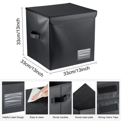 12Inch Vinyl Record Storage Box Stackable&collapsible Lp Organizer With Dust-Proof Lid from B&Q
